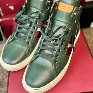 Bally green and white high top sneakers
